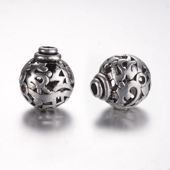 Tibetan Style Alloy 3-Hole Guru Beads T-Drilled Beads Round Silver 16x14mm Hole: 3mm Silver