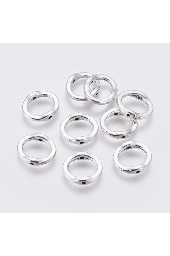 Tibetan Style Alloy Bead Frame Ring Silver Lead Free & Cadmium Free 15x13x3.5mm Hole: 1.5mm