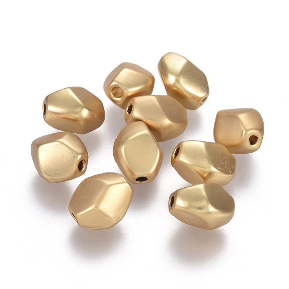 Tibetan Style Alloy Beads Lead Free & Nickel Free & Cadmium Free Real 18K Gold Plated Faceted Nugget Matte Gold Color 10x8.5x7.5mm Hole: 1.6mm DIY