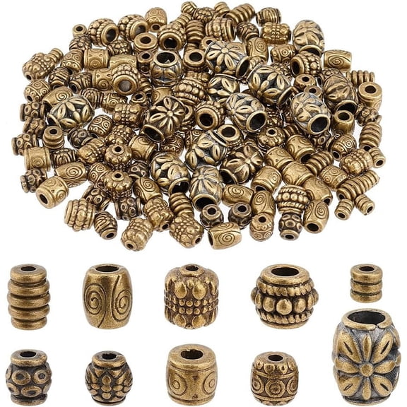 Tibetan Style Alloy Beads Mixed Shaped Antique Bronze 4~8.5x4~10.5mm Hole: 1~4.5mm 15pcs/style