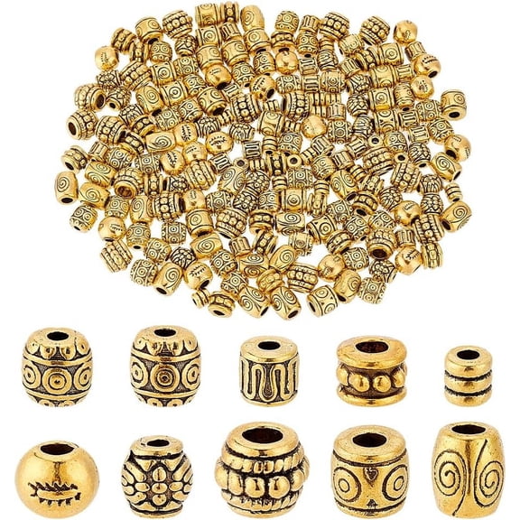 Tibetan Style Alloy Beads Mixed Shaped Antique Golden 4~8x4~7mm Hole: 1.5~3.5mm 20pcs/style