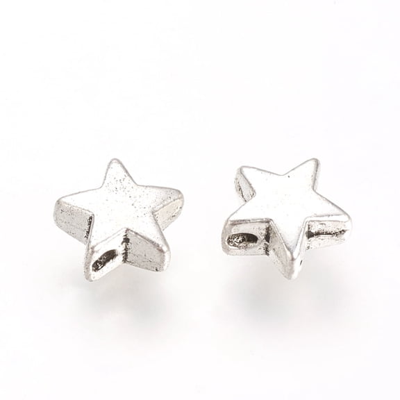 Tibetan Style Alloy Beads Star Cadmium Free & Lead Free Silver 8x8x3.5mm Hole: 2mm