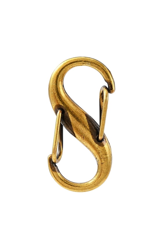 Tibetan Style Alloy Double S Snap Hook Spring Keychain Clasps Quick Links Rock Climbing Carabiners for Women Men Camping Fishing Antique Golden 27.5x14mm
