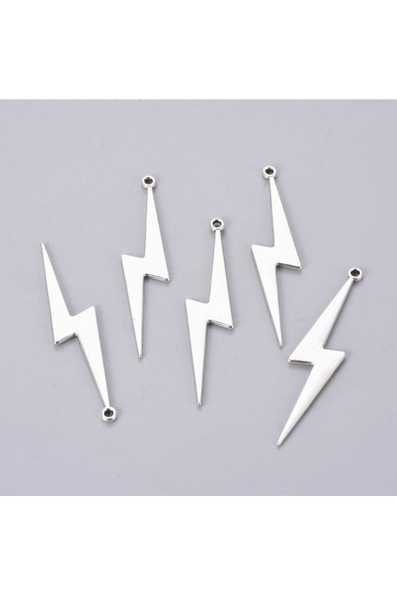 Tibetan Style Alloy Lightning Bolt Big Pendants Cadmium Free & Lead Free Silver 52x11x1.5mm Hole: 1mm DIY