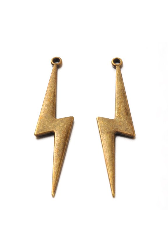 Tibetan Style Alloy Lightning Bolt Big Pendants Cadmium Free & Nickel Free & Lead Free Bronze 52x11x1.5mm Hole: 1mm DIY