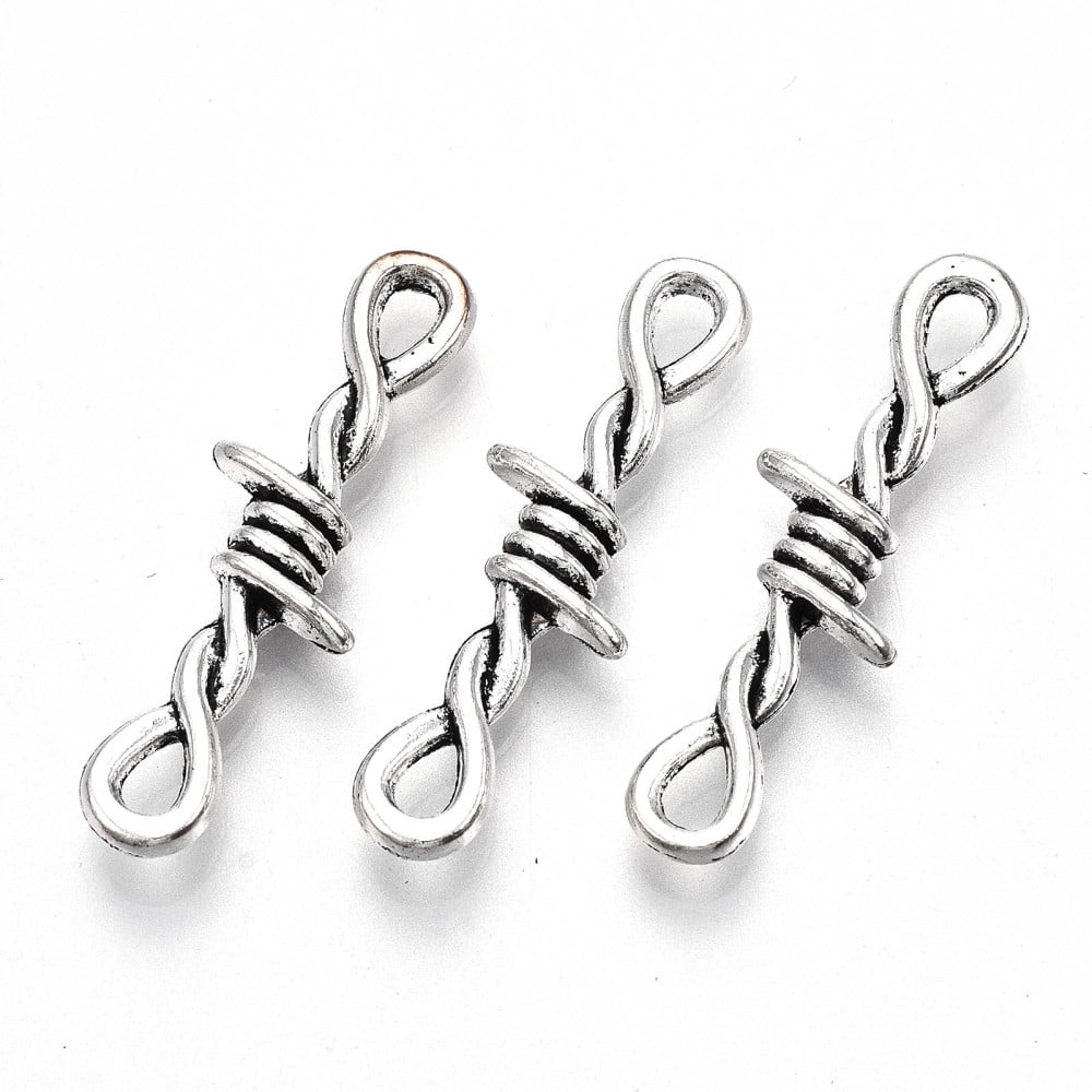 Tibetan Style Alloy Links/Connector Lead Free & Cadmium Free Knot Antique Silver 33.5x10x4mm Hole: 3.5x2mm about 310pcs/500g