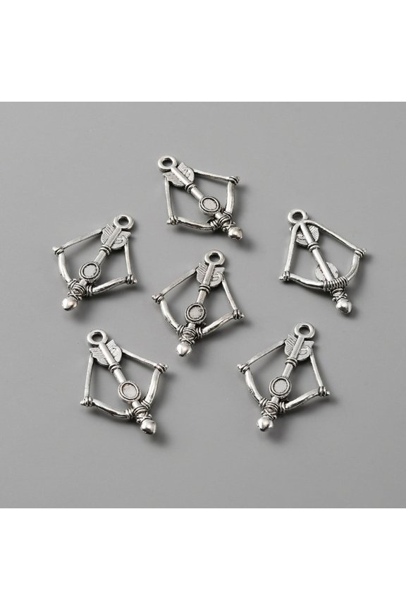 Tibetan Style Alloy Pendants and Arrow Shape Charms Silver 35x24x4mm Hole: 2mm