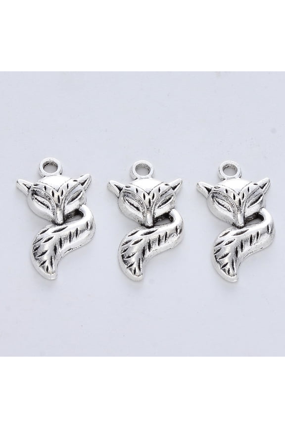 Tibetan Style Alloy Pendants Cadmium Free & Lead Free Fox Antique Silver 23.5x13x4mm Hole: 2mm