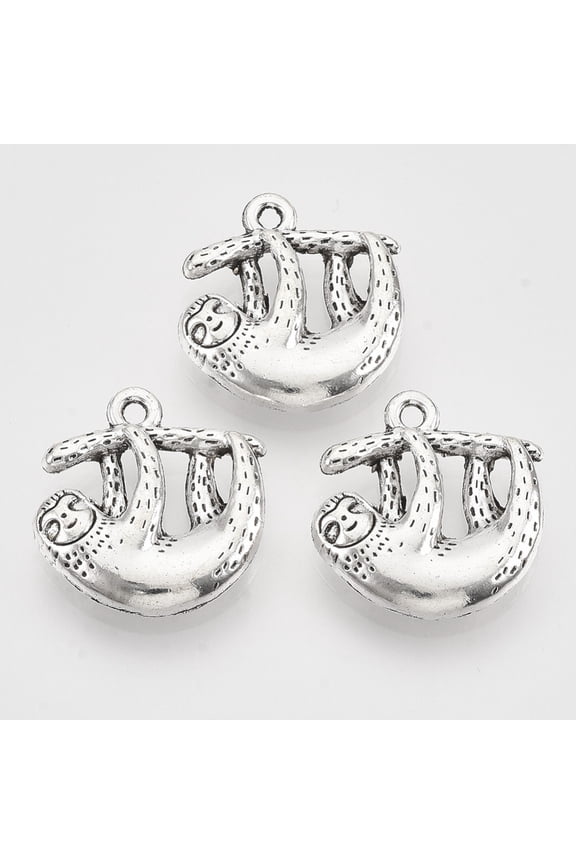 Tibetan Style Alloy Pendants Cadmium Free & Lead Free Sloth Charms Silver 20.5x19x4.5mm Hole: 1.5mm about 135pcs/500g