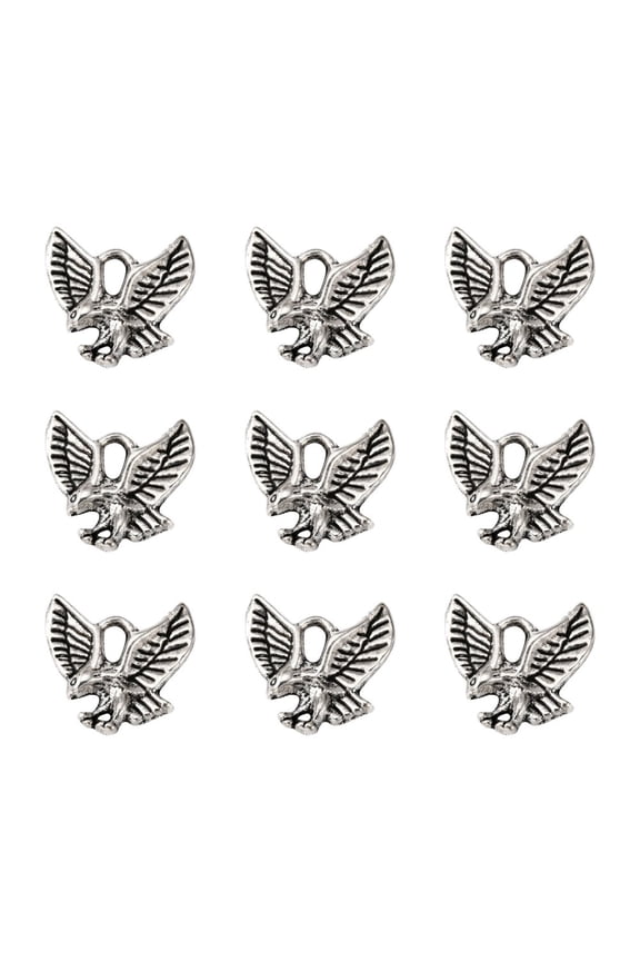 Tibetan Style Alloy Pendants Cadmium Free & Nickel Free & Lead Free Eagle/Hawk Charm Silver 13x13x2mm Hole: 2mm