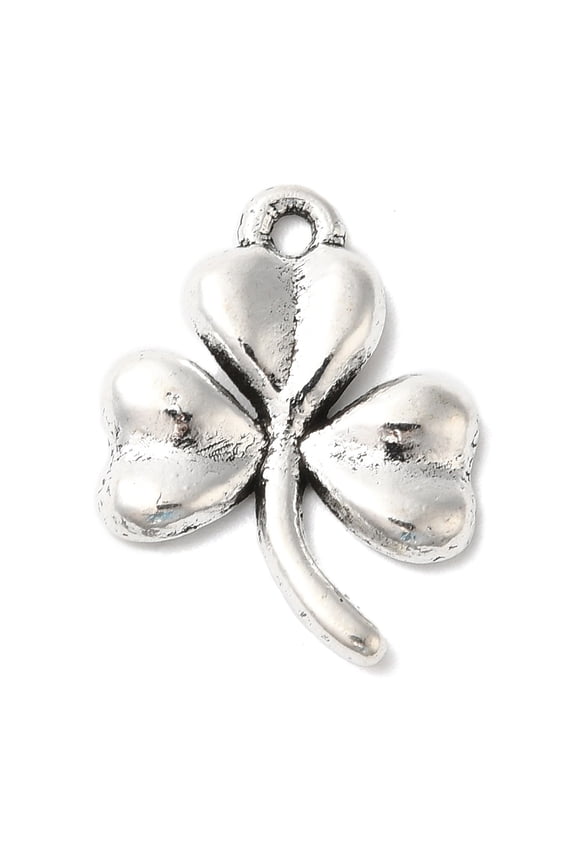 Tibetan Style Alloy Pendants Cadmium Free Nickel Free Lead Free Ireland Shamrock Silver 19x14x2mm Hole: 2mm