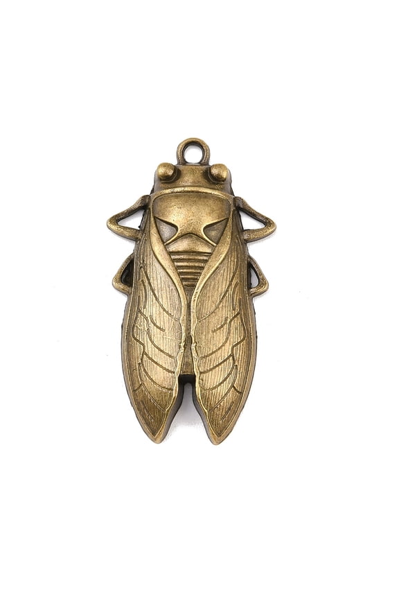Tibetan Style Alloy Pendants Cicada Big Pendants Bronze 61x33mm