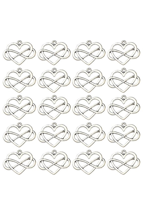 Tibetan Style Alloy Pendants Heart and Infinity Polyamory Charm Cadmium Free & Lead Free Silver 22x27x2mm Hole: 1.5mm