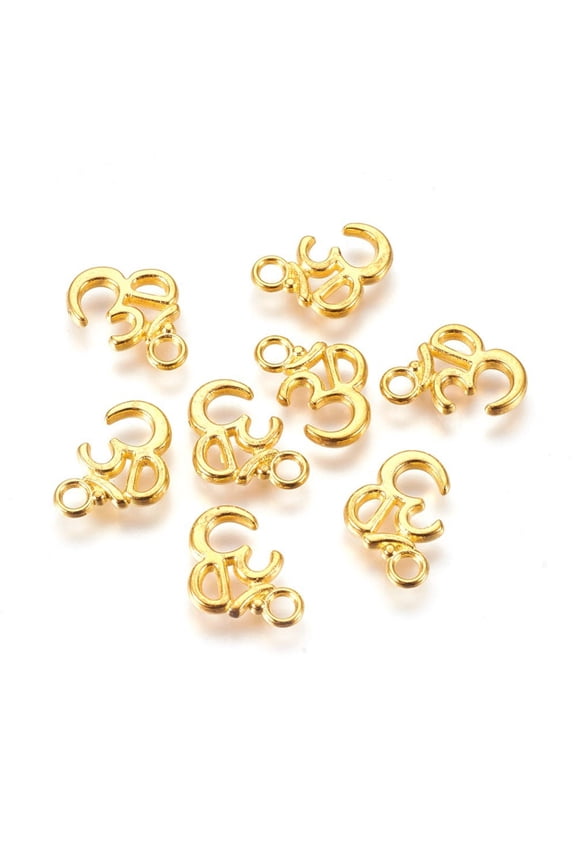 Tibetan Style Alloy Pendants Lead Free & Cadmium Free & Nickel Free Aum/Om Symbol Golden about 16mm long 11mm wide 2mm thick hole: 2mm