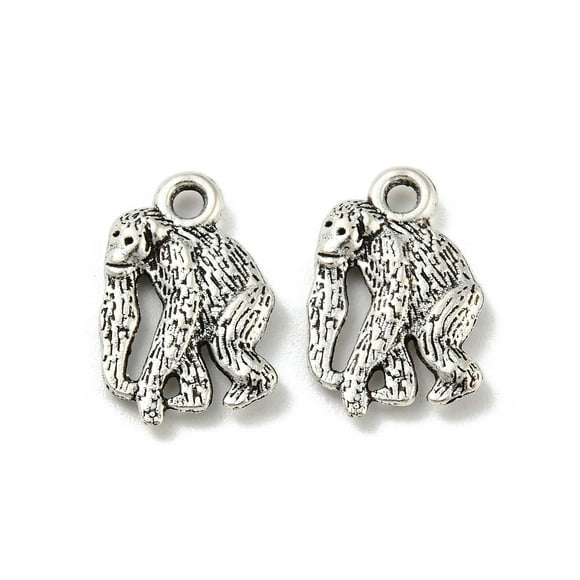 Tibetan Style Alloy Pendants Monkey Charms Nickel Monkey 14.5x10x2mm Hole: 1.6mm