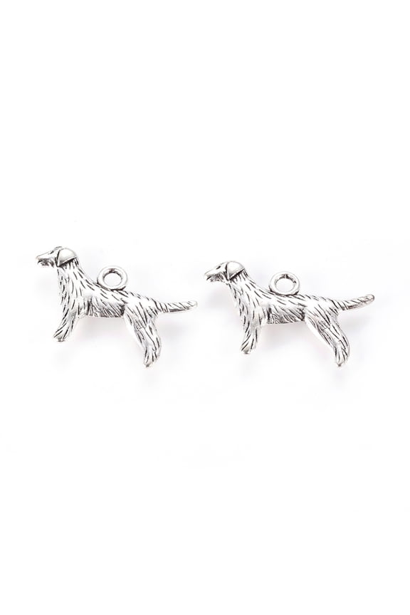 Tibetan Style Alloy Puppy Pendants Labrador Retriever Dog Antique Silver Lead Free & Cadmium Free 23x14.5x3mm Hole: 2mm