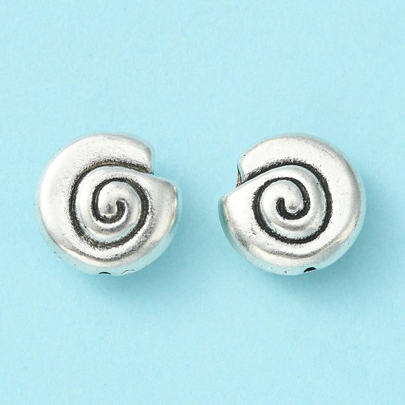 Tibetan Style Alloy Snail Shell Beads Cadmium Free & Lead Free Silver 14x13.5x7mm Hole: 1mm DIY