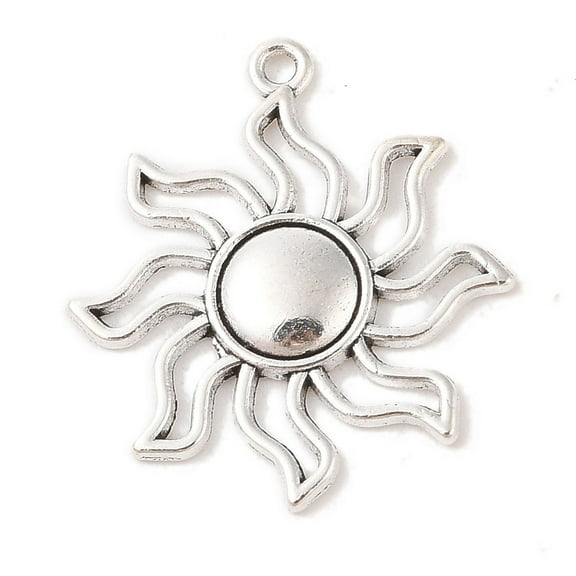 Tibetan Style Alloy Solar Eclipse Pendants Cadmium Free & Lead Free Sun Antique Silver 34x31x3mm Hole: 2mm
