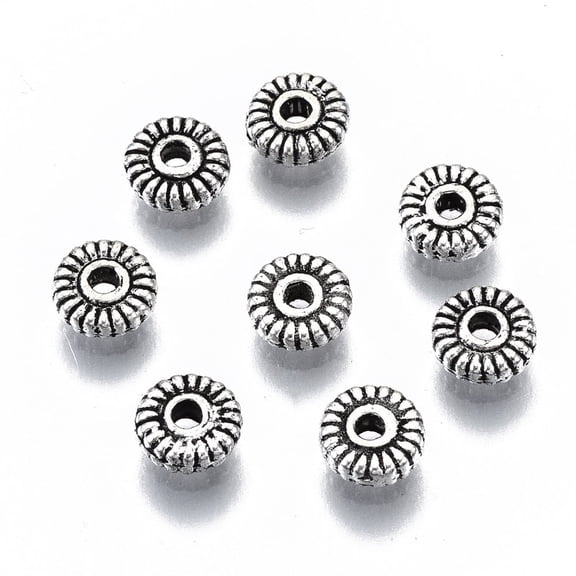 Tibetan Style Alloy Spacer Beads Cadmium Free & Lead Free Silver 5x2mm Hole: 1.2mm