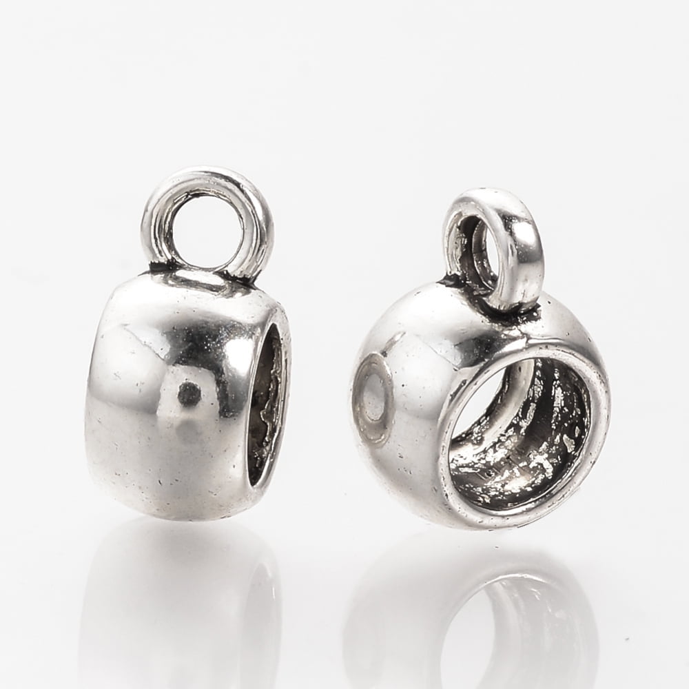 Tibetan Style Alloy Tube Bails Loop Bails Cadmium Free & Lead Free Antique Silver 11x8x5mm Hole: 2mm Inner Diameter: 5mm about 1150pcs/1000g