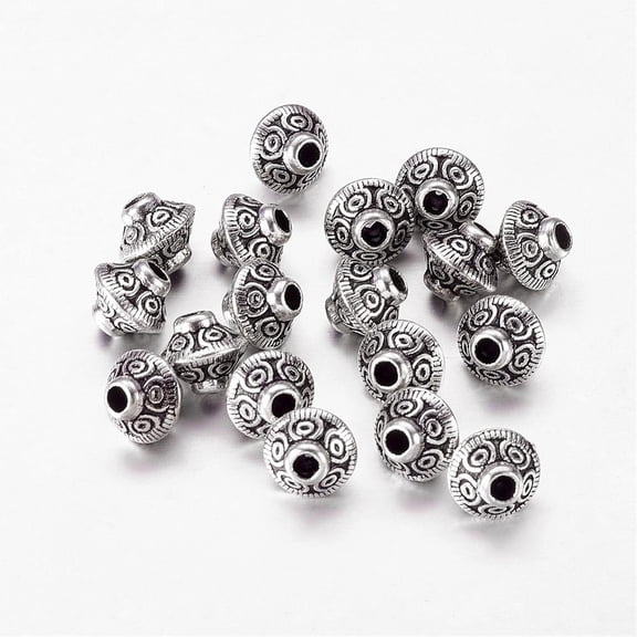 Tibetan Style Silver Tone Bicone Alloy Spacer Beads Metal Findings Accessories for DIY Crafting Lead Free