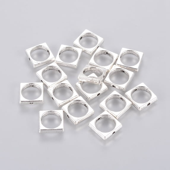 Tibetan Style Bead Frames Square Lead Free and Cadmium Free Antique Silver about 11mm long 11mm wide 3mm thick hole: 8mm