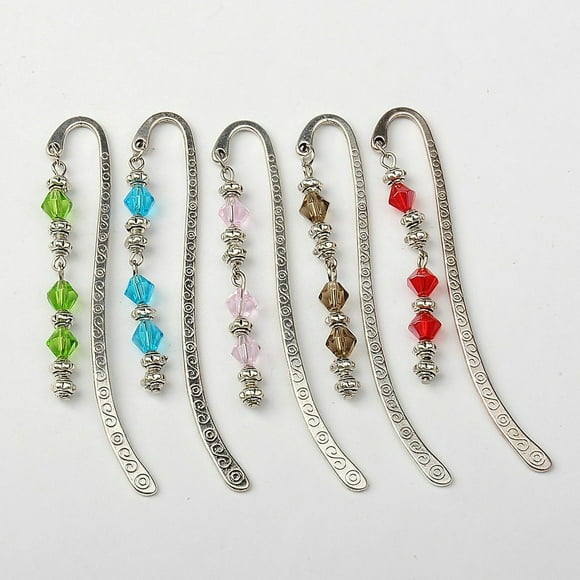 Tibetan Style Bookmarks/Hairpins with Glass Beads Mixed Color 84mm