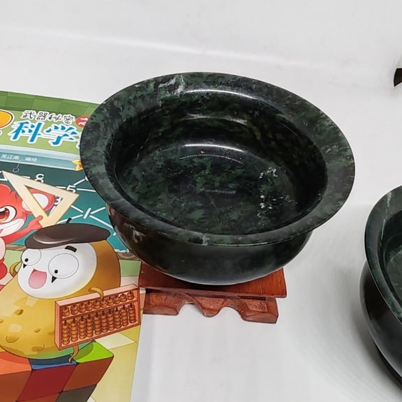 Tibetan Style Medicine Stone Bowl Patterned Spiritual Tool Decorative Healing Bowl for Home or Meditation Use 8 cm