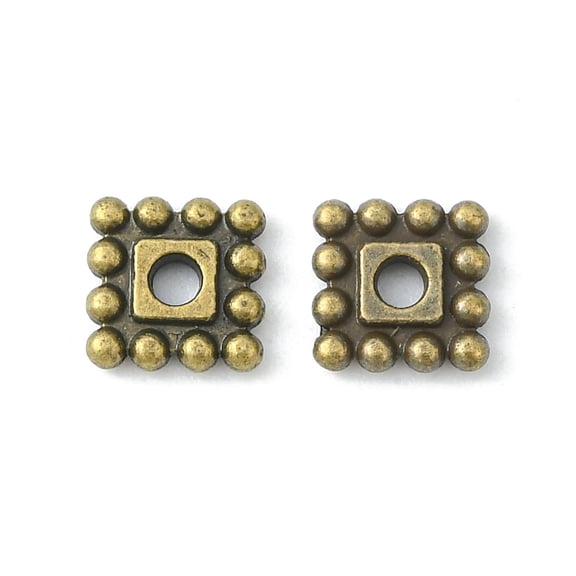 Tibetan Style Spacer Beads Cadmium Free & Nickel Free & Lead Free Square Bronze 7x7x2mm Hole: 2mm DIY