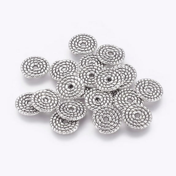 Tibetan Style Spacer Beads Lead Free & Cadmium Free Disc Antique Silver 10x1.2mm Hole: 2mm