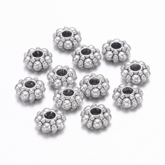 Tibetan Style Spacer Beads Lead Free & Nickel Free & Cadmium Free Antique Silver about 6mm in diameter 3mm thick hole: 1.5mm
