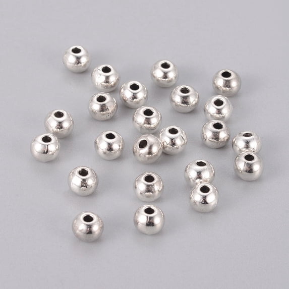 Tibetan Style Spacer Beads Round Lead Free & Cadmium Free Antique Silver 5x4mm Hole: 1.5mm