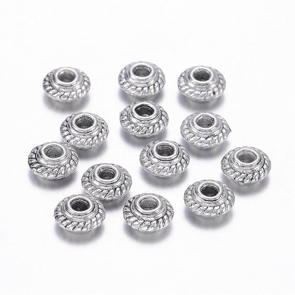 Tibetan Style Spacer Beads Silver Lead Free and Nickel Free 5x3mm Hole:1.5mm for DIY