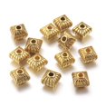 thumbnail image 1 of Tibetan Style Spacer Beads Square Lead Free & Nickel Free & Cadmium Free Antique Golden 7x7x6.5mm Hole: 1mm, 1 of 2