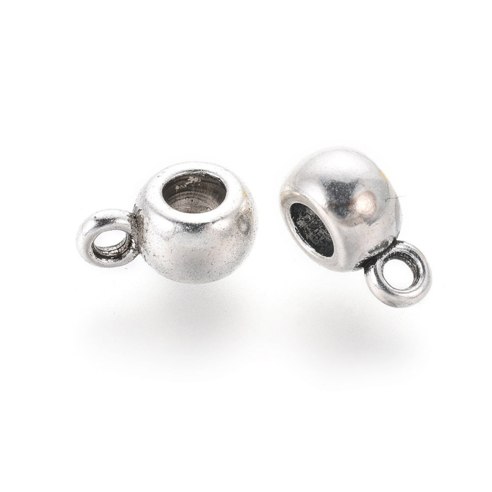 Tibetan Style Tube Bails Loop Bails Bail Beads Cadmium Free & Lead Free Silver 9x6x4mm Hole: 1.5mm Inner Diameter: 3mm