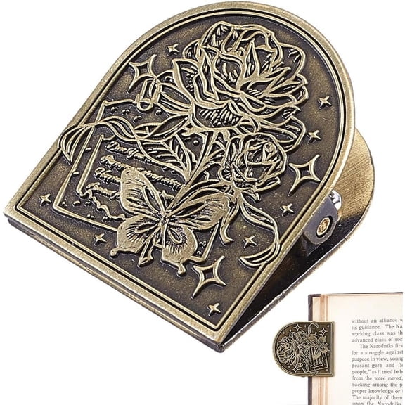 Tibetan Style Zinc Alloy Decorative Binder Clips Metal Book Clips for Journal Page Holder Office Supplies Antique Bronze Flower 45.5x40.5x20mm