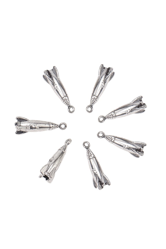 Tibetan Style Zinc Alloy Pendants Rocket Silver 25x9x9mm Hole: 1.5mm diy
