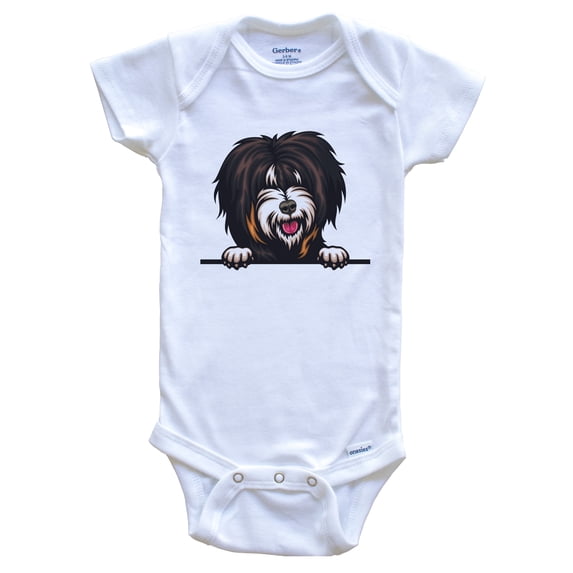 Tibetan Terrier Dog Breed Cute Baby Bodysuit v2, 0-3 months white