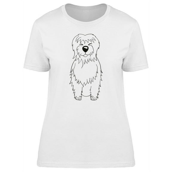 Tibetan Terrier Dog Sketch T-Shirt Women -Image by Shutterstock, Female Large