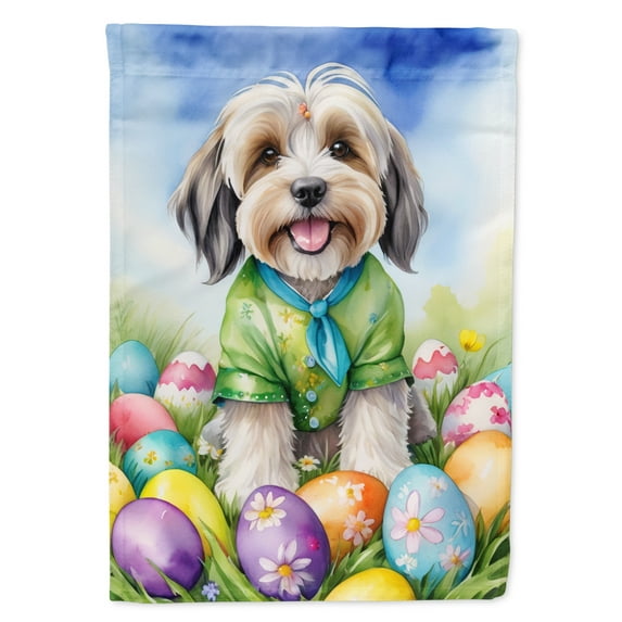 Tibetan Terrier Easter Egg Hunt Garden Flag 11.25 in x 15.5 in