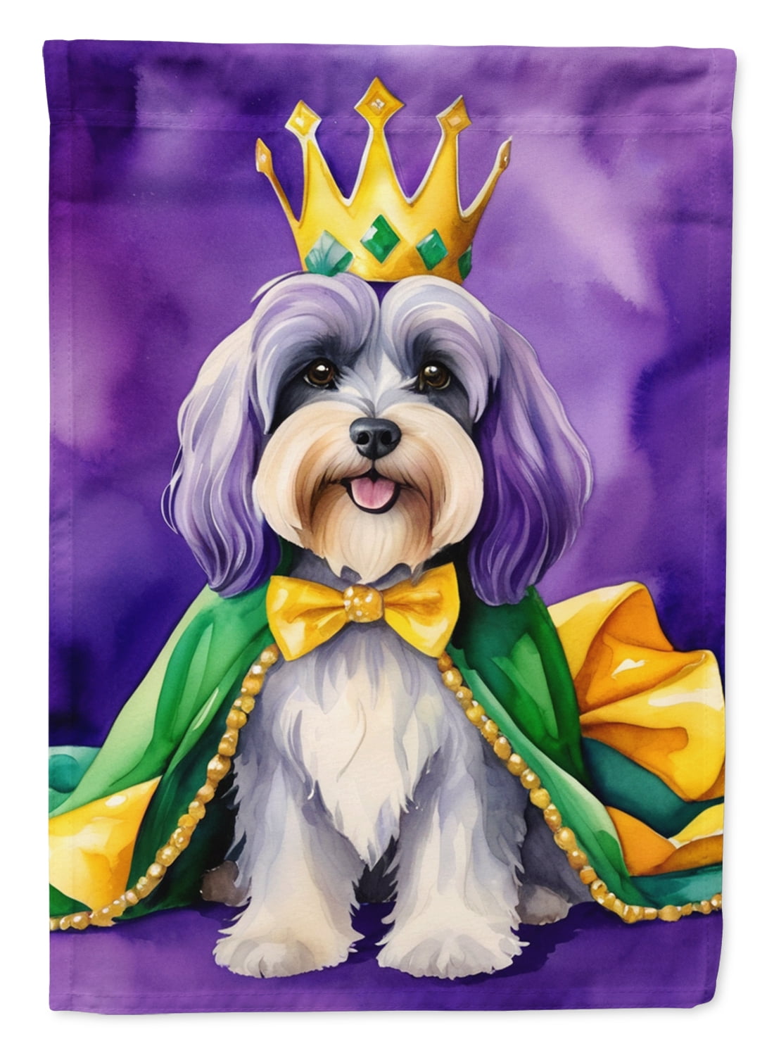 Tibetan Terrier King of Mardi Gras Garden Flag 11.25 in x 15.5 in