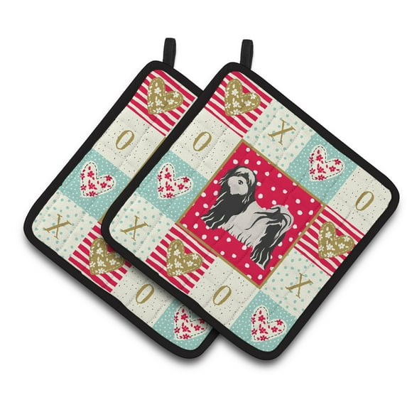 Tibetan Terrier Love Pair of Pot Holders