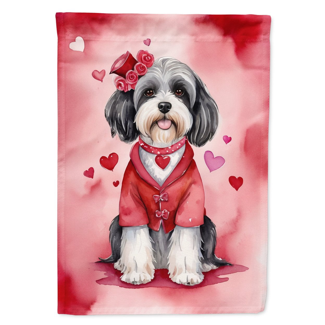 Tibetan Terrier My Valentine House Flag