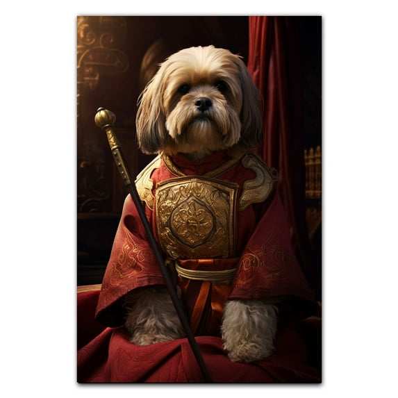 Tibetan Terrier Pets Portrait Painting of Dog Renaissance Style on Canvas Royal Pet Portrait from Photo, Wall Art Print for Home Decor, Modern Wall Decoration