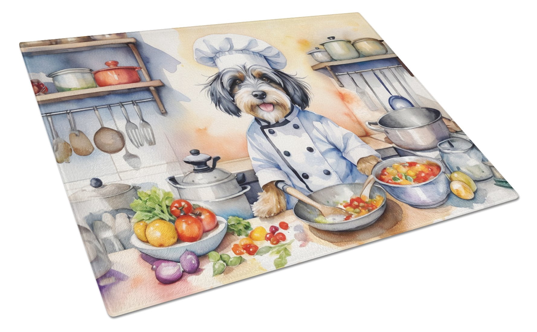 Tibetan Terrier The Chef Glass Cutting Board 12 in x 15 in