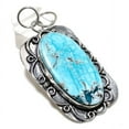 thumbnail image 1 of Natural Tibetan Turquoise Gemstone 925 Sterling Silver Pendant 2.60", 1 of 2