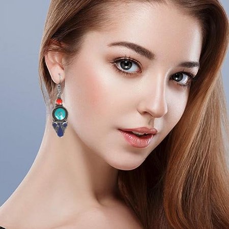 Tibetan Turquoise Lapis Lazuli Nepali Earrings Handmade Jewelry Coral Tribal