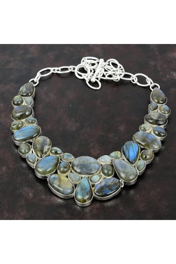 Tibetan Turquoise Necklace Natural Gemstone Handmade in 925 Sterling Silver, Spiritual Gift for Mom or Her