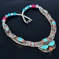 thumbnail image 1 of Tibetan Turquoise Red Coral Boho 925 Sterling Silver Nepali Necklace 18" VJ 6844, 1 of 5