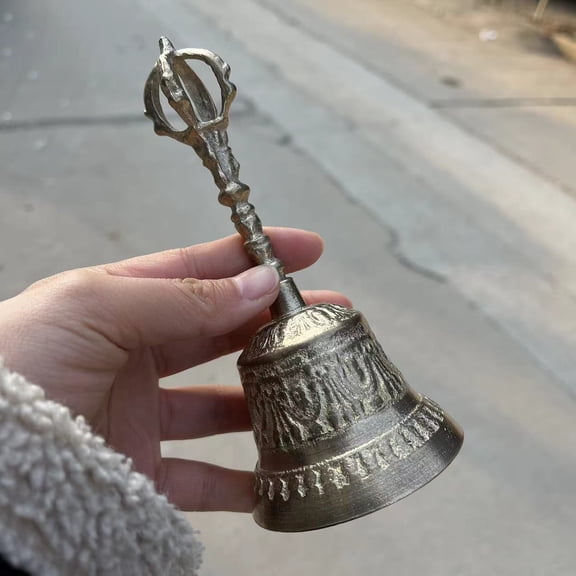 Tibetan copper vajra bell and pestle carved Statue,eight treasures vajra bell and pestle pure copper auspiciou bell Buddhist auspicious Bell